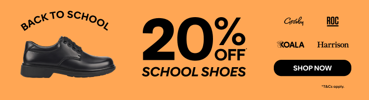 last chance 20% off school shoes shop now