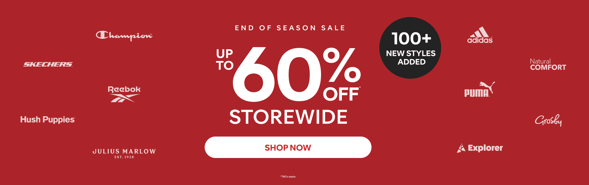 up to 60% off storewide 100+ new styles added