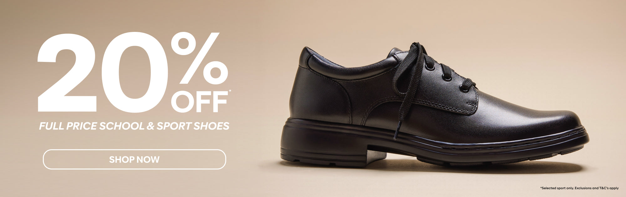 20% off full price school and sport shoes shop now