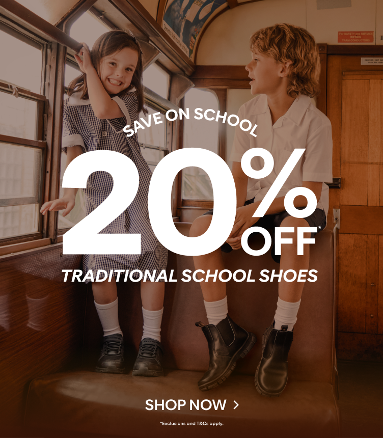 20% off school shoes shop now