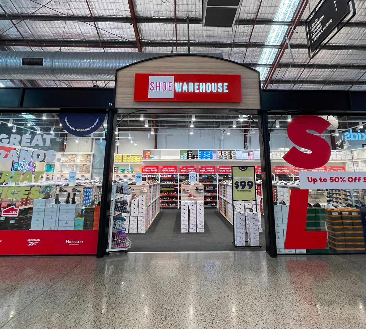 shoe warehouse shop front