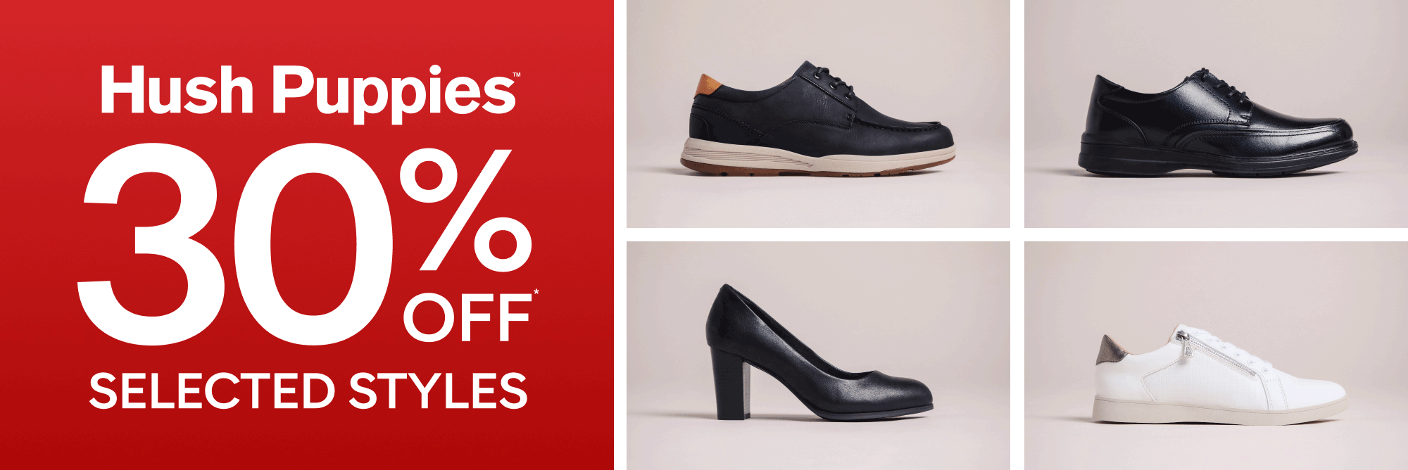 30% off selected hush puppies 